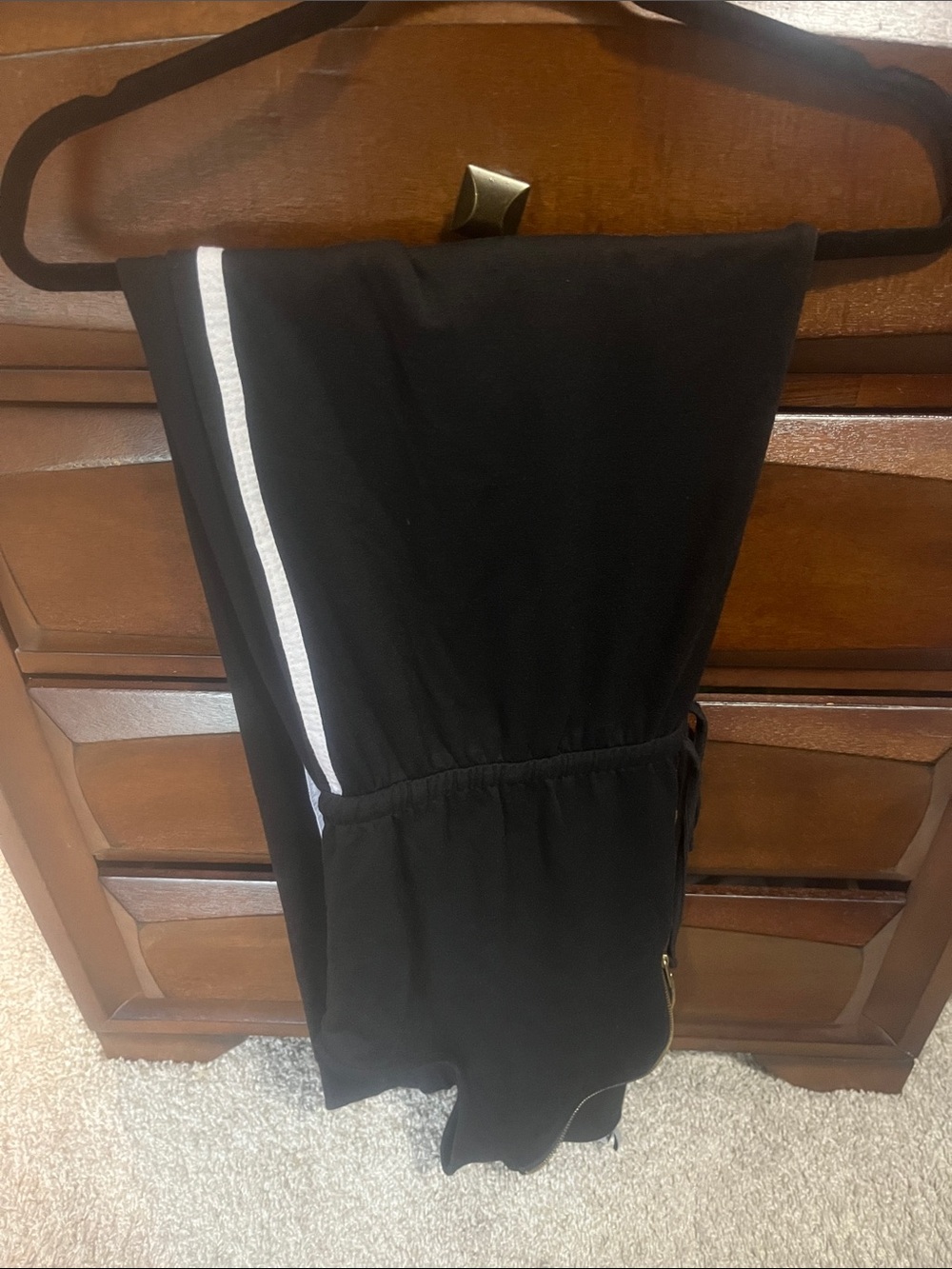 Sleeveless Black Jumpsuit with Side Stripe and Zip - Picture 3 of 3